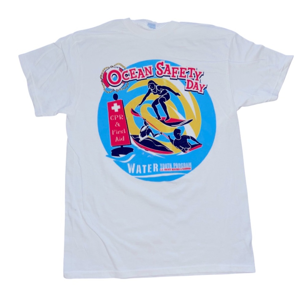 Vintage Ocean Safety Day T-Shirt: 90’s Graphic Tee: Medium: LA: California Surf